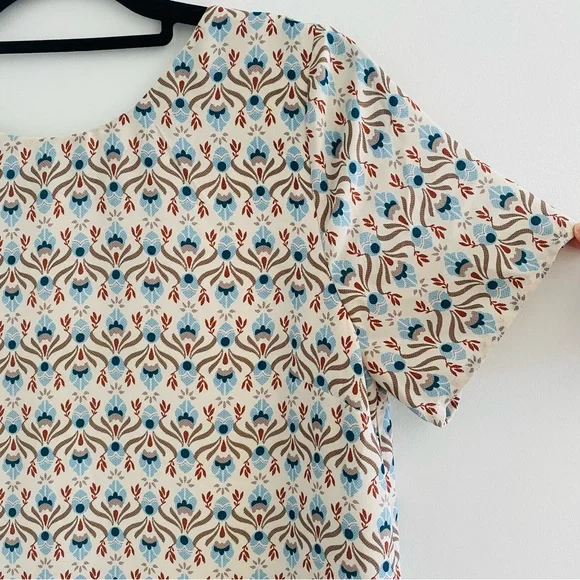 Lulus Botanical Beauty Beige Print Shift Dress Short Sleeves Mini Dress - Picture 5 of 16